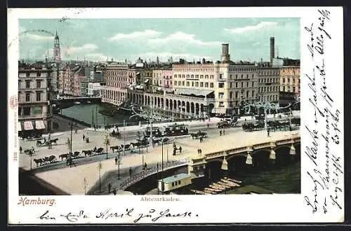 AK Hamburg, Strassenbahn an den Alsterarkaden