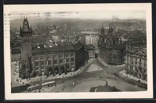 AK Prag, Strassenbahn am Altstädter Ring