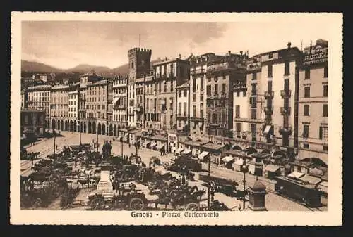 AK Genova, Piazza Caricamento, Strassenbahn