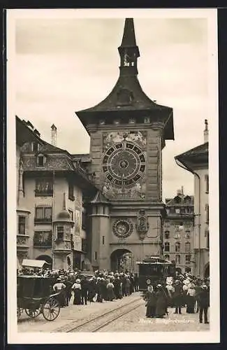 AK Bern, Strassenbahn am Zeitglockenturm