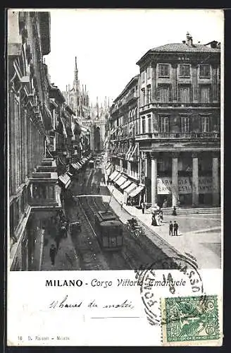 AK Milano / Mailand, Corso Vittorio Emanuele, Strassenbahn