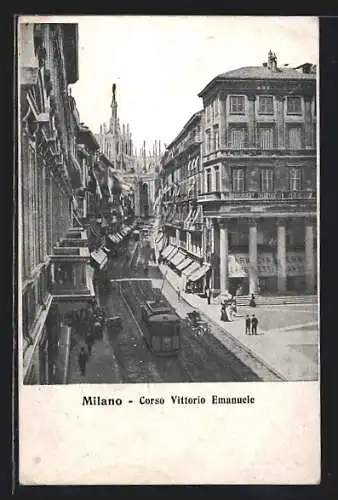 AK Milano / Mailand, Corso Vittorio Emanuele, Strassenbahn