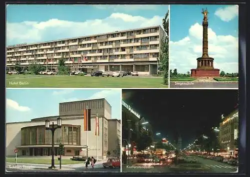 AK Berlin, Hotel Berlin, Siegessäule, Schiller-Theater, Kurfürstendamm