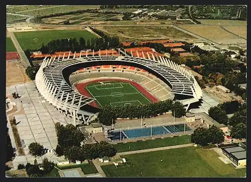 AK Düsseldorf /Rh., Rhein-Stadion vom Flugzeug aus