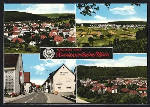 AK Kreuzwertheim /Main, Strassenpartie mit Metzgerei, Ortsansicht, Gesamtansicht