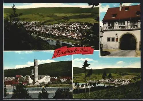 AK Faulbach /Main, Blick zur Kirche, Stadttor, Gesamtansicht