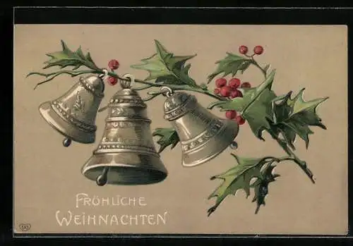 Präge-AK Weihnachtsglocken läuten zum Fest