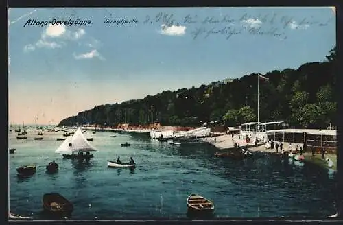 AK Hamburg-Altona, Segelschiff und Ruderboote am Strand