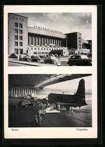 AK Berlin, Zentralflughafen, Flugzeug mit Gangway