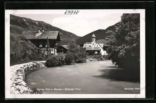 AK Gerlos /Tirol, Flusspartie mit Blick zur Kirche