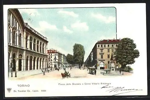 AK Torino, Piazza della Stazione e Corso Vittorio Emanuele