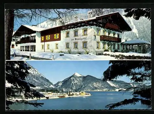 AK Walchensee, Hotel Zum Schwaigerhof, Ortsansicht aus der Vogelschau