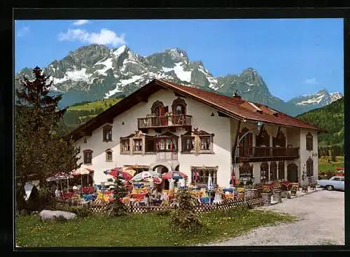 AK Mittenwald, Hotel Toni-Hof mit Terrasse