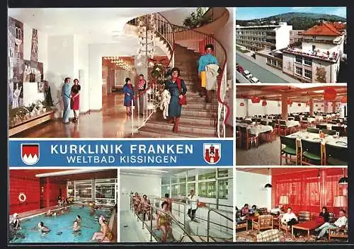 AK Bad Kissingen, Kurklinik Franken, Menzelstrasse 5-6, Innenansichten