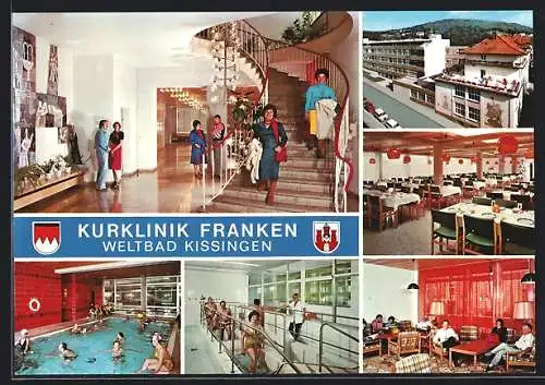 AK Bad Kissingen, Frankenklinik, Menzelstrasse 5-7, Schwimmbad, Innenansicht, Treppe