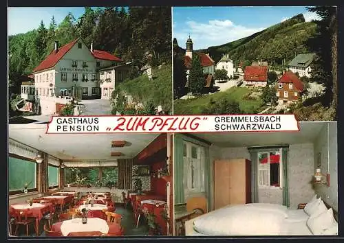 AK Gremmelsbach /Schwarzwald, Gasthaus-Pension Zum Pflug, Innenansichten