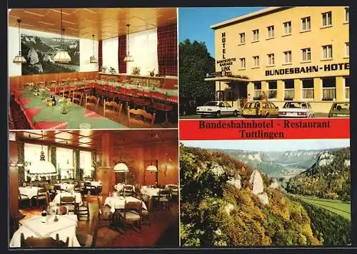 AK Tuttlingen, Bundesbahnhotel-Restaurant, Inh. Ulrich Christner, Frontansicht u. Speisesaal