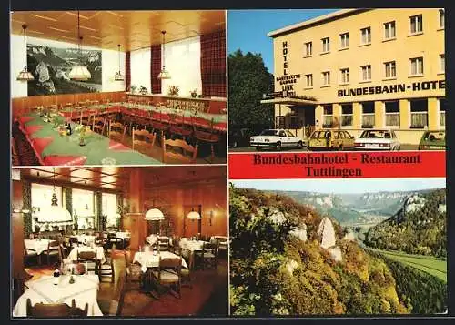 AK Tuttlingen, Bundesbahnhotel-Restaurant, Inh. Ulrich Christner, Frontansicht u. Speisesaal