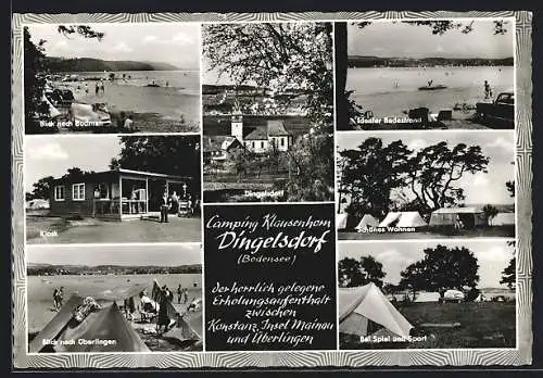 AK Dingelsdorf /Bodensee, Camping Klausenhorn, Kiosk, Badestrand, Bei Spiel und Sport