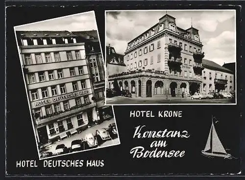 AK Konstanz am Bodensee, Hotel Deutsches Haus, Hotel Krone