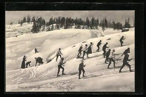 AK Skifahrer auf einem Sportgelände im Harz im Winter