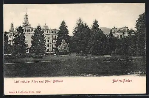 AK Baden-Baden, Lichtenthaler Allee und Hotel Bellevue