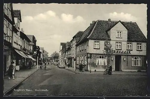 AK Burgdorf /Hann., Marktstrasse mit Hotel und Geschäften