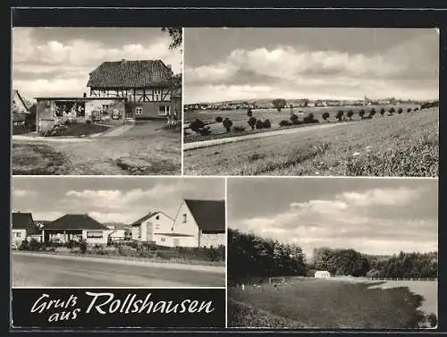 AK Rollshausen, Gemischtwarenladen Günter Franke, Fussballplatz, Ortspartie