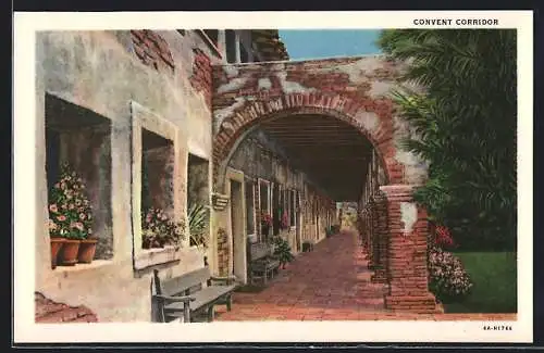 AK San Juan Capistrano, CA, Convent Corridor of the Mission