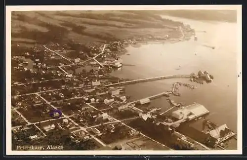 AK Petersburg, AK, Aerial View at the Coast