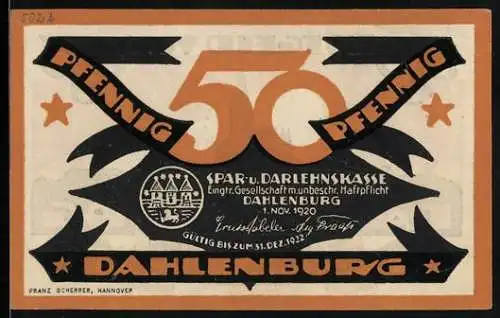 Notgeld Dahlenburg 1920, 50 Pfennig, Panorama