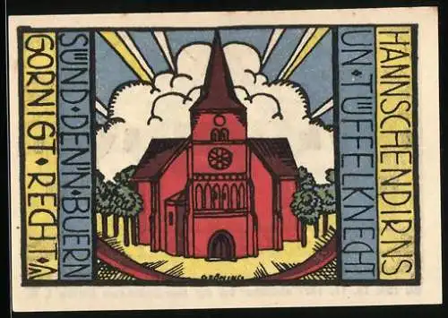 Notgeld Carlow 1921, 75 Pfennig, Kirche