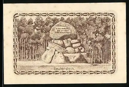 Notgeld Dömitz a. Elbe 1921, 10 Pfennig, Reuterstein, Gutschein