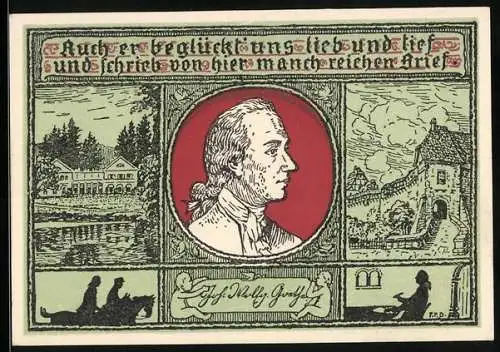 Notgeld Eisenach, 50 Pfennig, Notgeldsammer, Konterfei eines Literaten