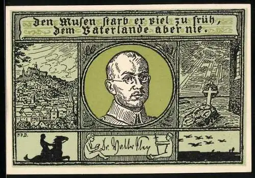 Notgeld Eisenach, 50 Pfennig, Notgeldsammler, Konterfei eines jung gestorbenen Mannes