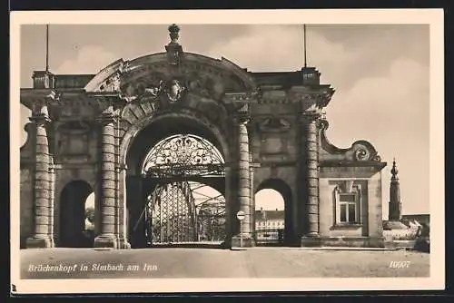 AK Simbach / Inn, Brückenkopf der Innbrücke