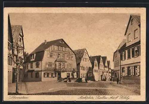 AK Löwenstein / Heilbronn, Marktplatz mit Saalbau Adolf Hohly