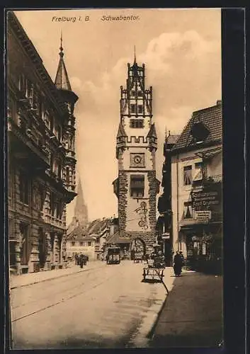 AK Freiburg / Breisgau, Am Schwabentor, Strassenbahn