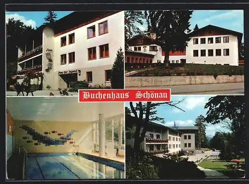 AK Schönau / Berchtesgaden, Hotel Haus der Jugend, Buchenhaus, Schwimmbad