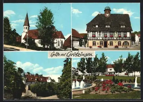 AK Grötzingen / Karlsruhe, Ansichten der Stadt