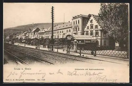 AK Rüdesheim / Rhein, Nationaldenkmal, Gasthaus zur Krone, Darmstädter Hof