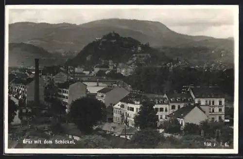 AK Graz, Totalansicht mit dem Schöckel