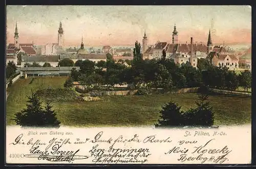 AK St. Pölten /N.-Oe., Blick vom Eisberg aus mit Schloss