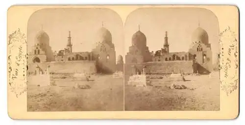 Stereo-Fotografie B. K. Paris, Adolphe Block, Ansicht Kairo / Ägypten, Combeau des Khalifes Le Caire