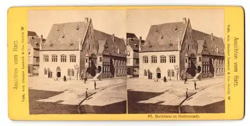 Stereo-Fotografie Gustav Liersch & Co., Berlin, Ansicht Halberstadt / Harz, Strasse am Rathaus