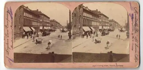 Stereo-Fotografie Keystone, Meadville / PA, Ansicht München, Ludwigstrasse mit Ladengeschäften