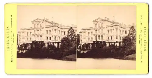 Stereo-Fotografie Sophus Williams, Berlin, Ansicht Putbus, Schloss mit Schlossteich