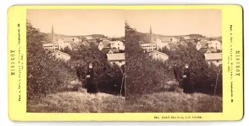 Stereo-Fotografie Sophus Williams, Berlin, Ansicht Misdroy, Hotel Herzberg und Kirche