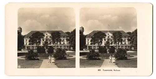 Stereo-Fotografie NPG, Berlin, Ansicht Travemünde, Blick auf das Kurhaus mit Garten und Wasserturm