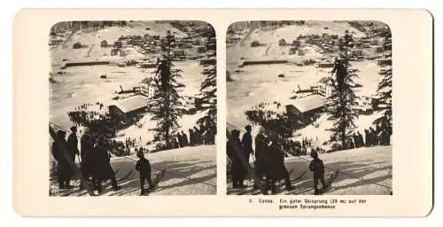 Stereo-Fotografie NPG, Berlin, Ansicht Davos, Blick von der Ski Spurngschanze nach dem Ort